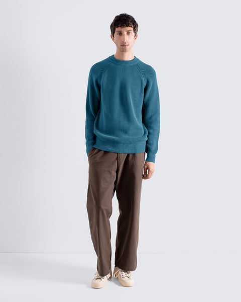 few, Volume knit ブルー Shrunken V-Neck Cardigan - Coastal Bliss