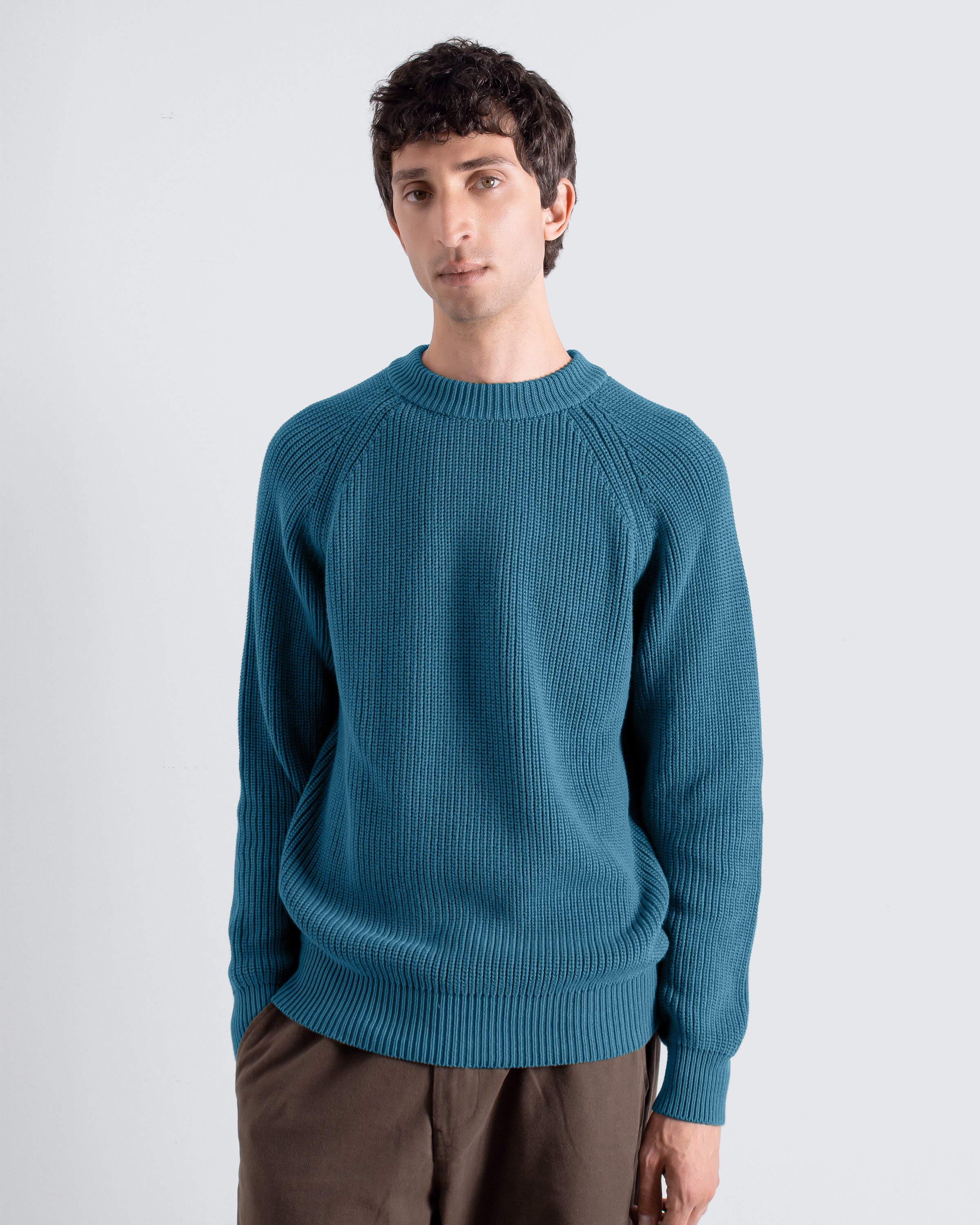 Herbert Knit Blue | Raglan Sleeve Midweight Sweater – Far Afield