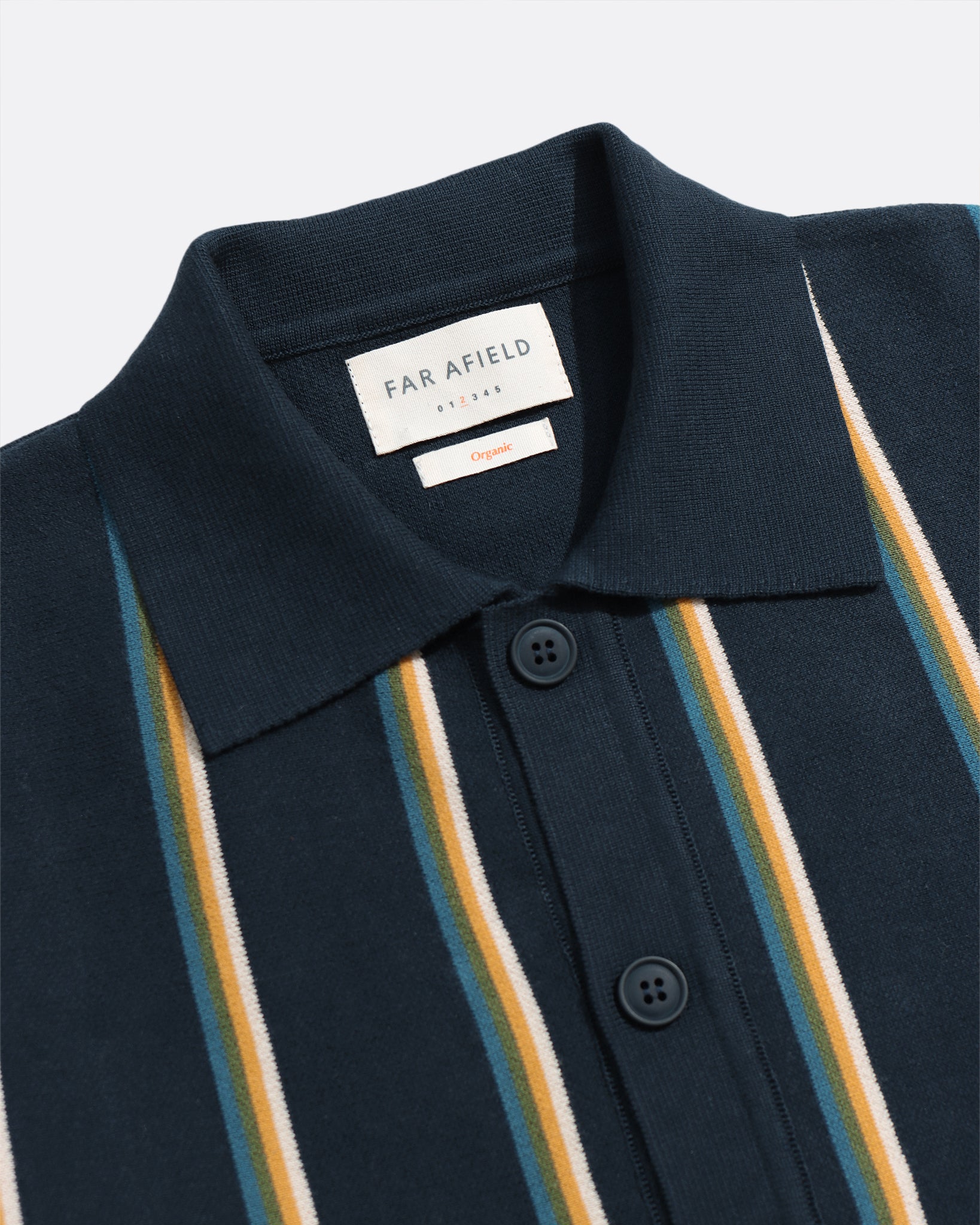 Zigger Knit Shirt Kuki Navy | Engineered Stripe Organic Cotton