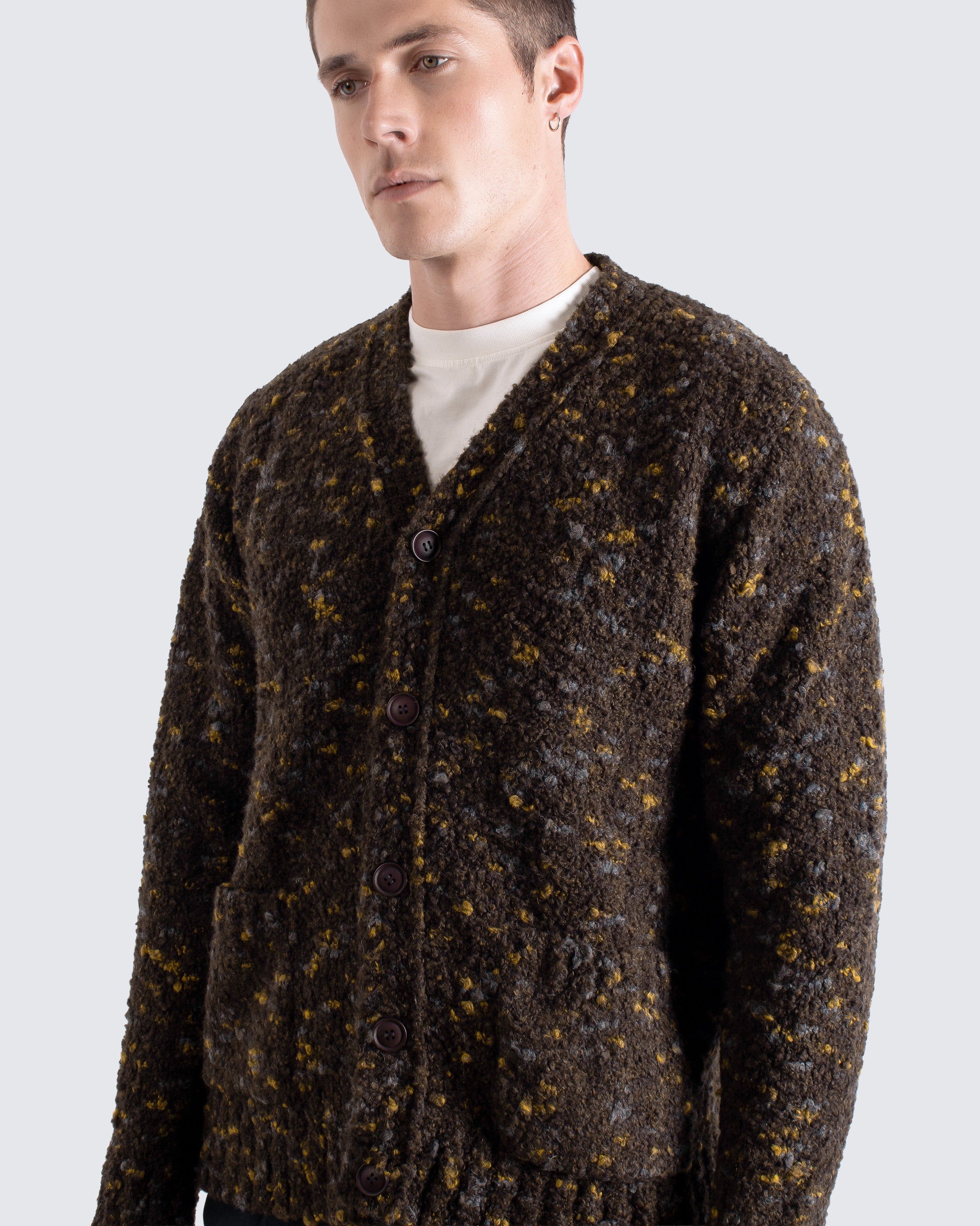 Buckley Boucle Cardigan | Textured Knit Menswear AW25 – Far Afield