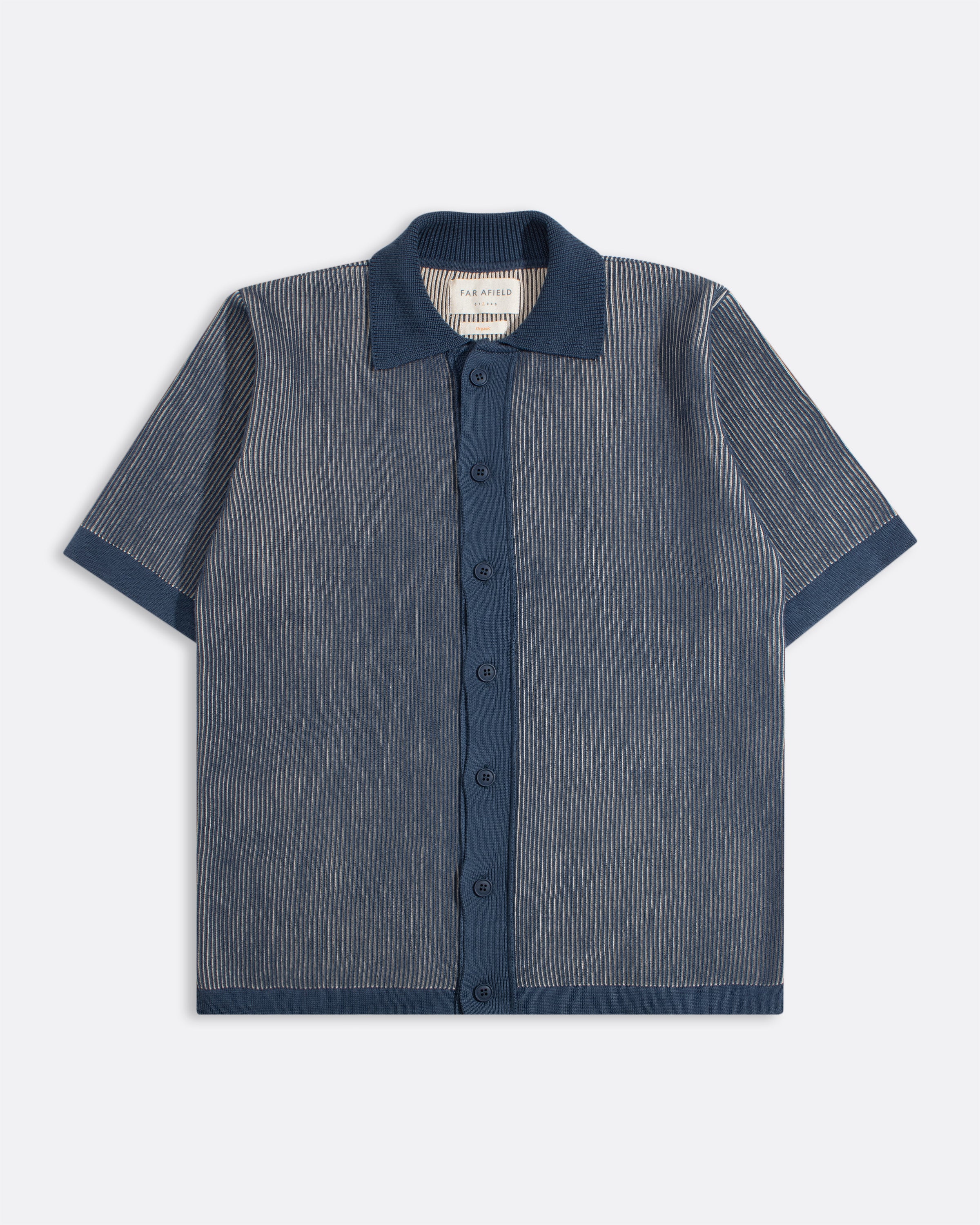 Striped Knit Shirt Short Sleeve Blue Â· Far Afield