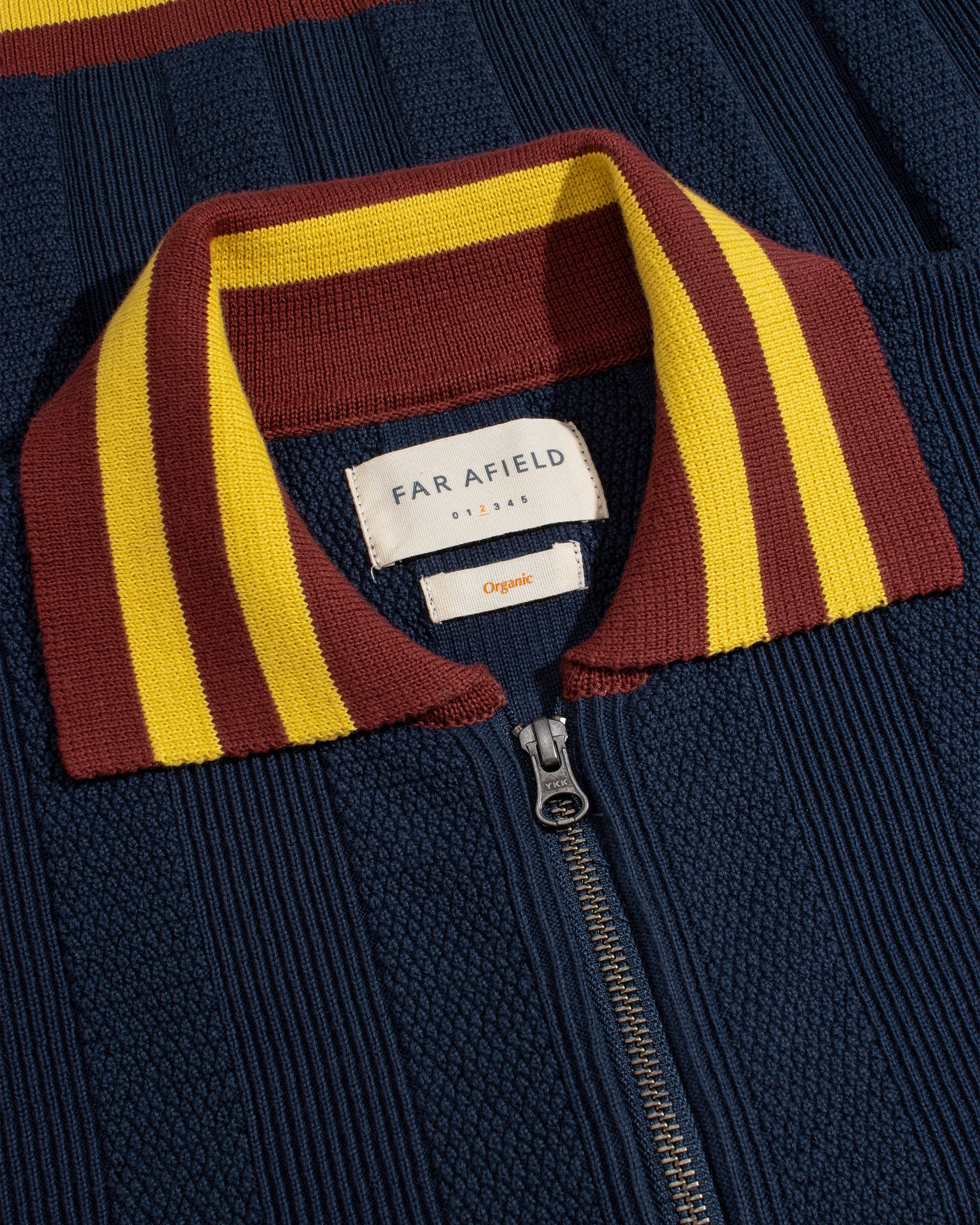 チ*ン様 21AW zip up ストライプカーディガン Knitted Zip Cardigan Navy · Far Afield