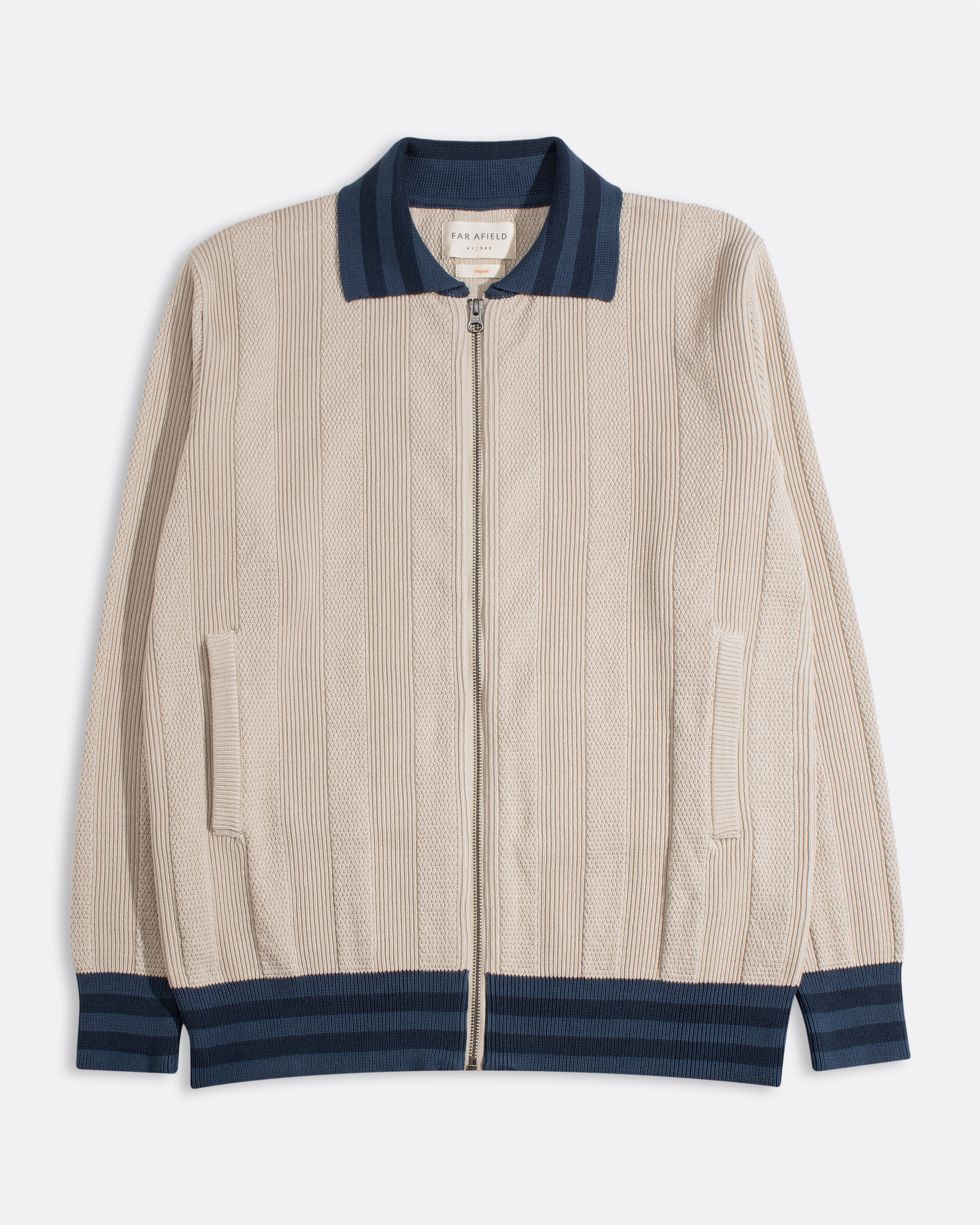 Knitted Zip Cardigan Sand · Far Afield