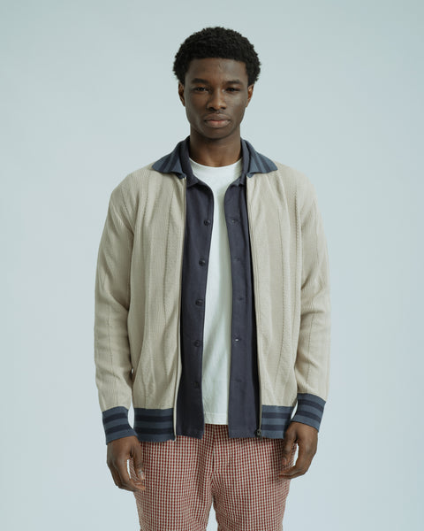 Knitted Zip Cardigan Sand · Far Afield