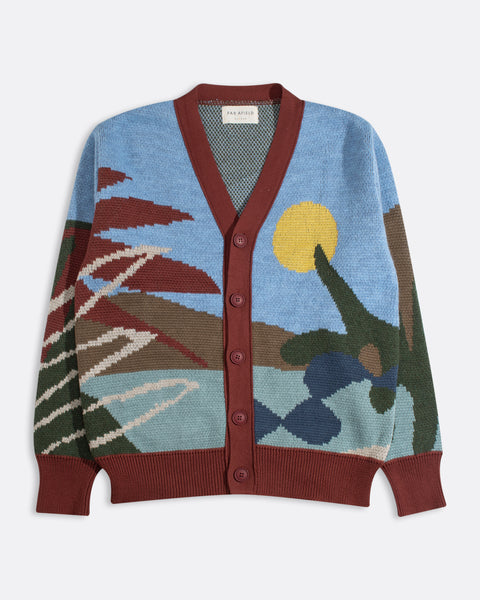 Jacquard Knit Landscape Cardigan Multicolor · Far Afield
