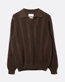 Far Afield Clifford Waffle Polo Knit in brown, front view