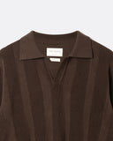 Clifford Waffle Polo Knit in brown, detail view