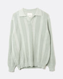 Far Afield Clifford Waffle Polo Knit in aqua, front view