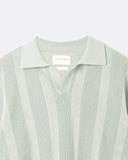 Clifford Waffle Polo Knit in aqua, detail view