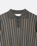 Pennon Stripe Polo Knit in dark grey, detail view