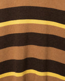 Close-up of the knit structure on the Benny Polo Knit in brown