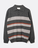 Far Afield Benny Polo Knit in grey, front view
