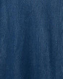 Close-up of the knit structure on the Hamish Ribbed Jumper in blue