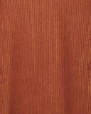 Close-up of the knit structure on the Hamish Ribbed Jumper in rust