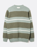 Far Afield Combin Stripe Jumper in aqua, front view