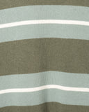 Close-up of the knit structure on the Combin Stripe Jumper in aqua