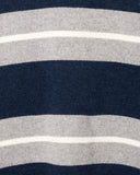 Close-up of the knit structure on the Combin Stripe Jumper in grey