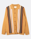 Far Afield Terson Stripe Knit Shirt in camel, front view
