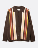 Far Afield Terson Stripe Knit Shirt in brown, front view