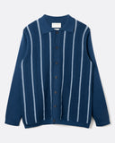 Far Afield Terson Herringbone Knit Shirt in blue, front view