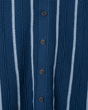 Close-up of the raised herringbone stitch and fine contrast stripes