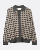 Far Afield Dhaka Check Knit Shirt in dark grey, front view