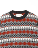 Dhaka Jumper, close-up of the crew neck and geometric jacquard