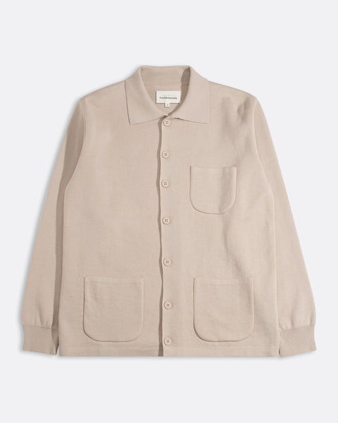 Station Cardigan | Men's Knitted Chore Cardigan in Sand · Far Afield