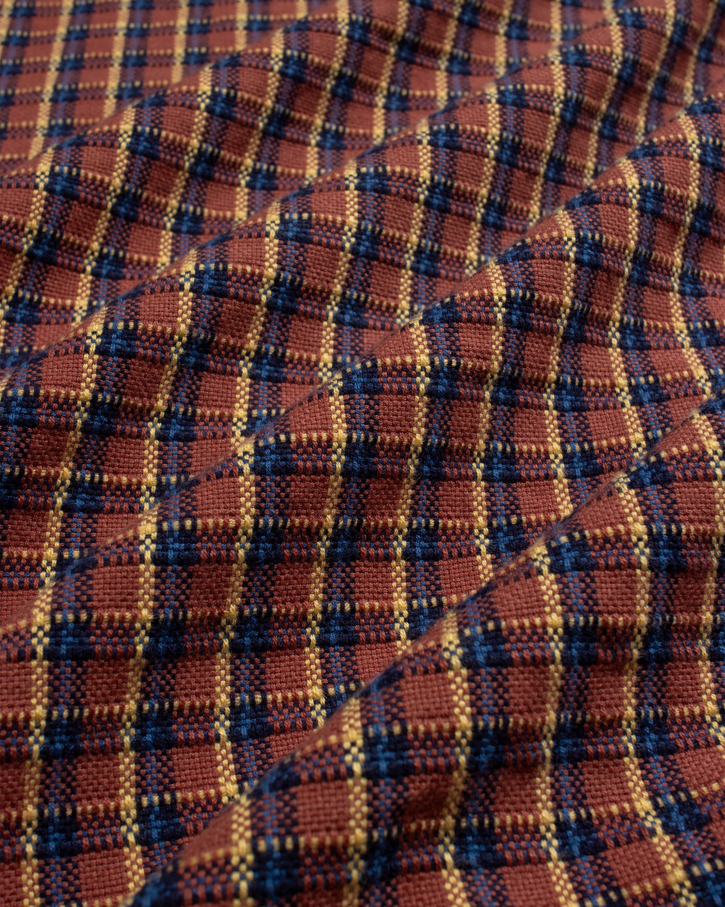 Cotton Dobby Check Short Sleeve Shirt Rust · Far Afield