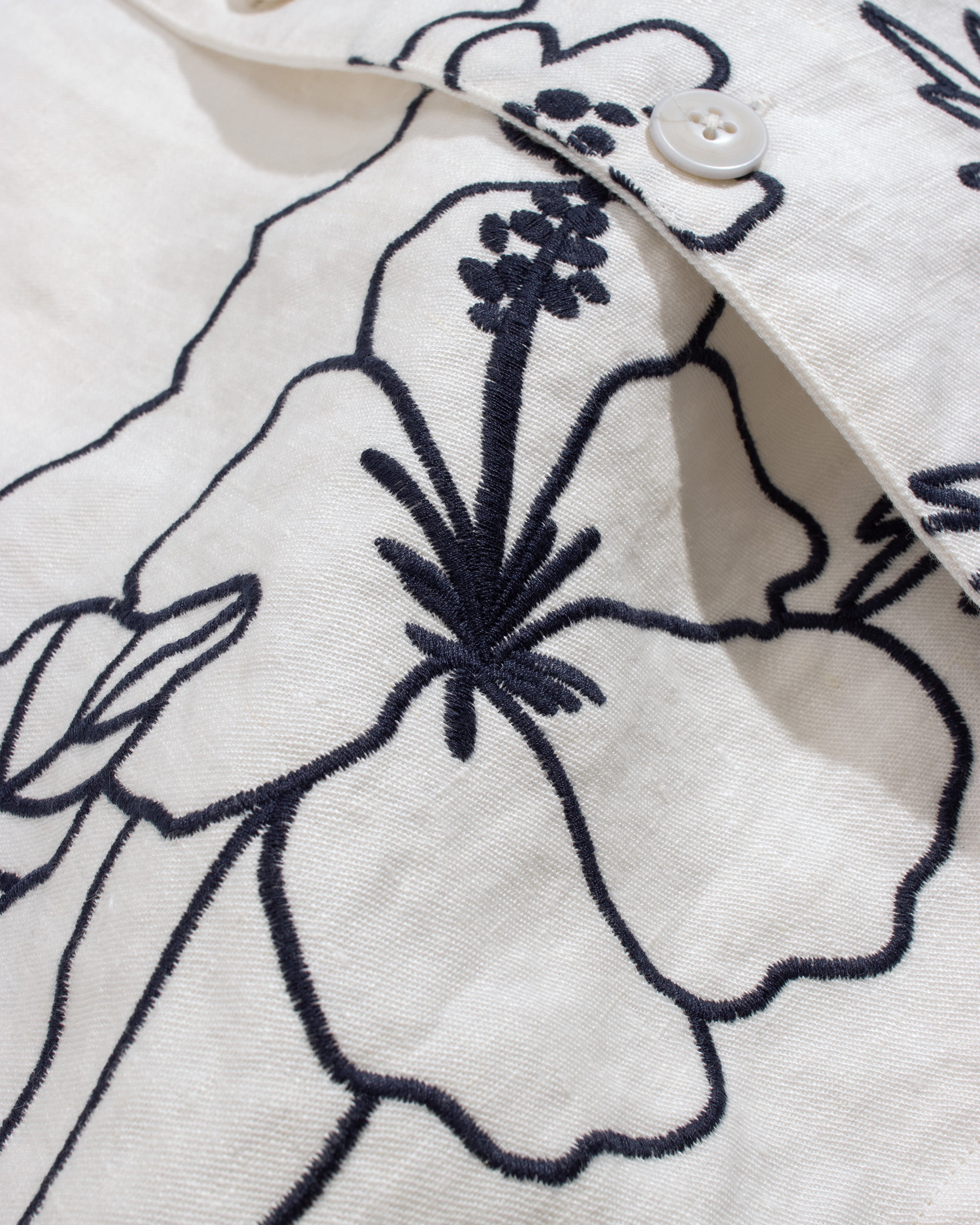 Embroidered Landscape Linen Shirt in White· Far Afield