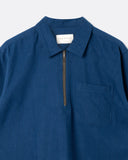 Half-Zip Day Shirt in blue, collar and construction detail
