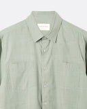 Bangdel Check Two-Pocket Shirt in aqua grey, collar and pattern-matched chest pocket detail