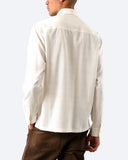 Bangdel Check Two-Pocket Shirt in off-white, worn back view