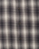 Close-up of the fabric on the Kali Check Busey Shirt in dark grey