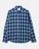 Far Afield Mustang Check Larry Shirt in blue, front view