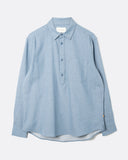 Far Afield Pop Over Day Shirt in light blue, front view