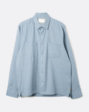 Far Afield Lok Kala Two-Pocket Shirt in light blue, front view