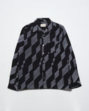 Patterned Shirts · Stachio Shirt - Black Embroidered Diamond Stripe