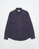 Overshirts · Classic Two Pocket Shirt - Silver Blue Brushed Herringbone Cotton