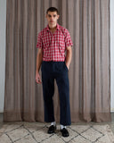 Check Shirts · Classic Short Sleeve Shirt - Pink Ribbed Seersucker Check