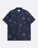Patterned Shirts · Stachio Shirt - Tropical Embroidery Navy Iris