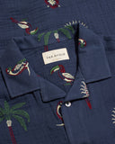 Patterned Shirts · Stachio Shirt - Tropical Embroidery Navy Iris