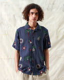 Patterned Shirts · Stachio Shirt - Tropical Embroidery Navy Iris