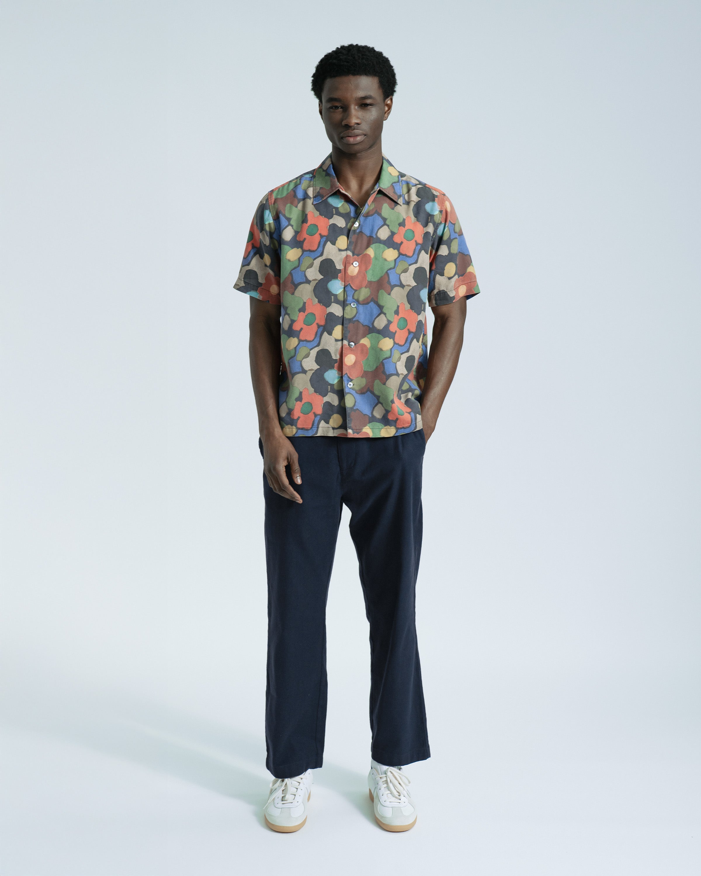 Men's Abstract Floral Shirt Navy · Far Afield