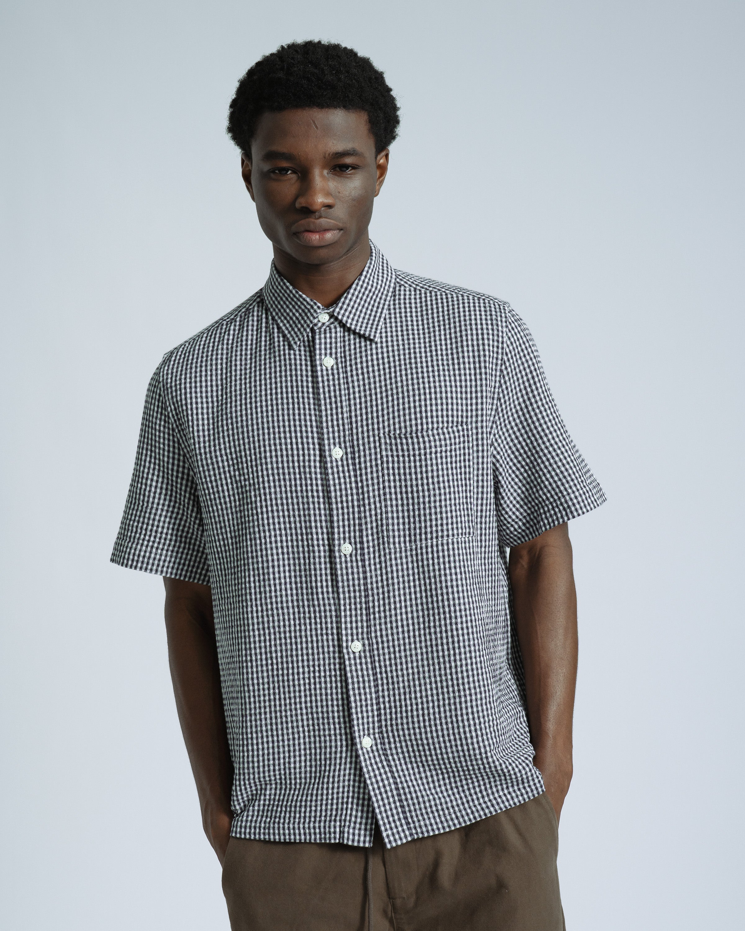 Costa Gingham Shirt Navy Â· Far Afield