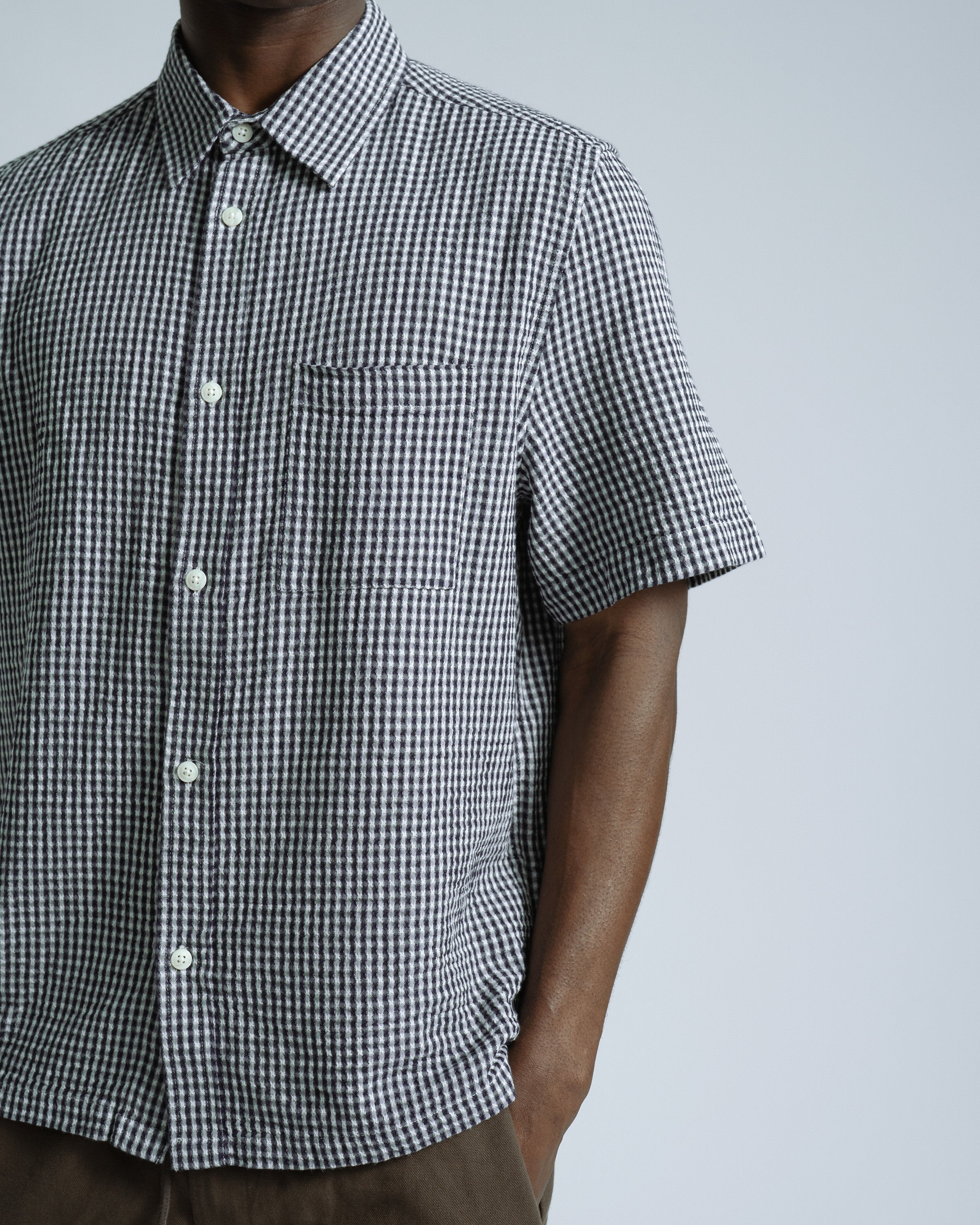 Costa Gingham Shirt Navy · Far Afield