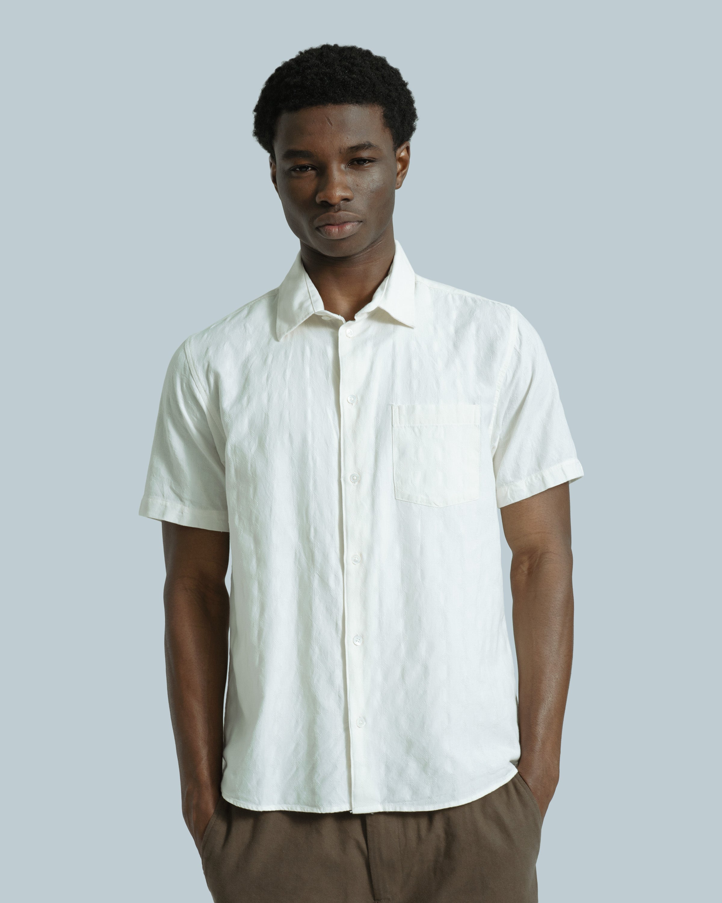 OHOTORO Dobby Shirt 白　S オオトロ Textured Tonal Dobby Shirt White · Far Afield
