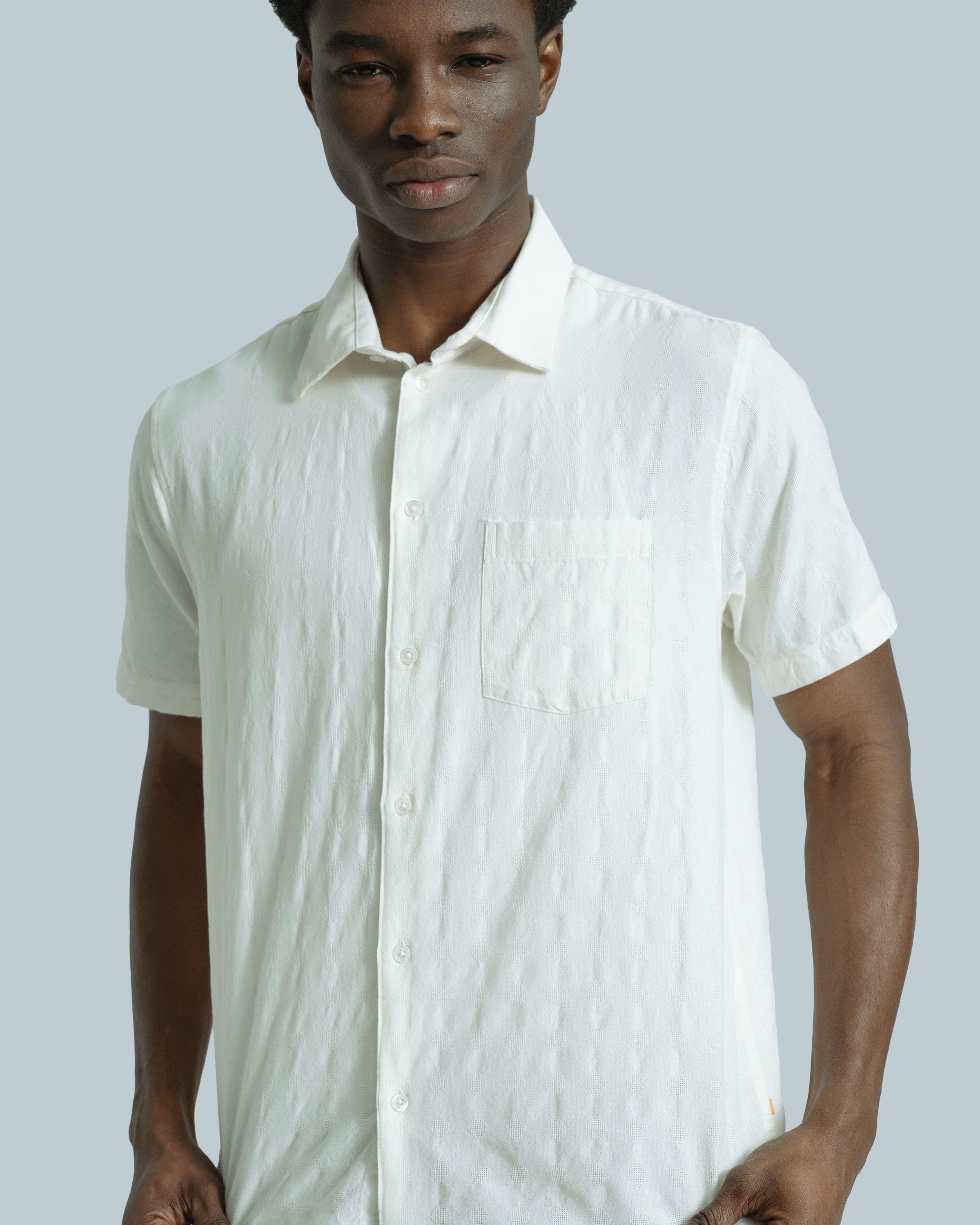Textured Tonal Dobby Shirt White Â· Far Afield