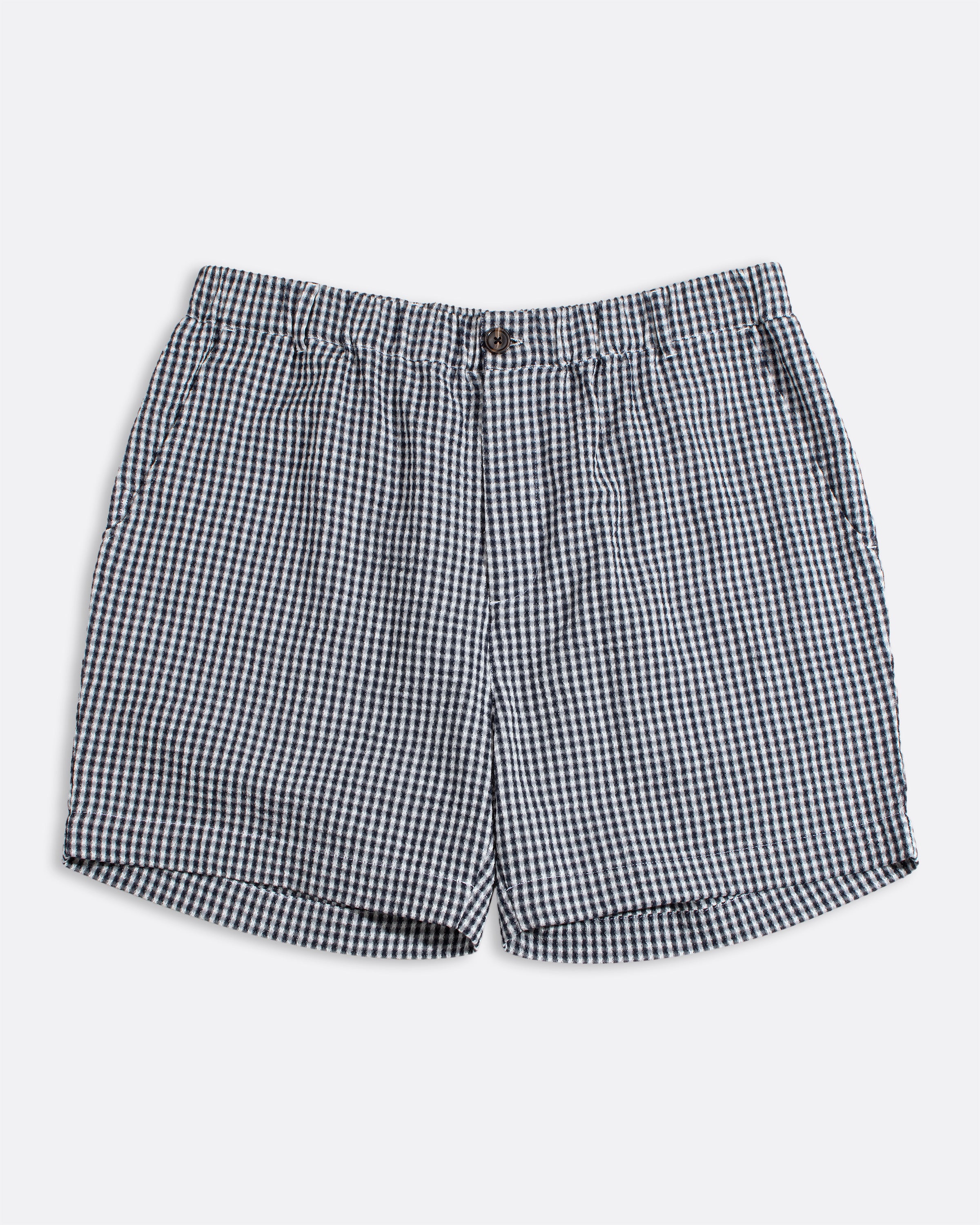Mサイズ DESCENDANT SHORE GINGHAM SHORTS Men's Gingham Cotton Shorts Navy Â· Far Afield