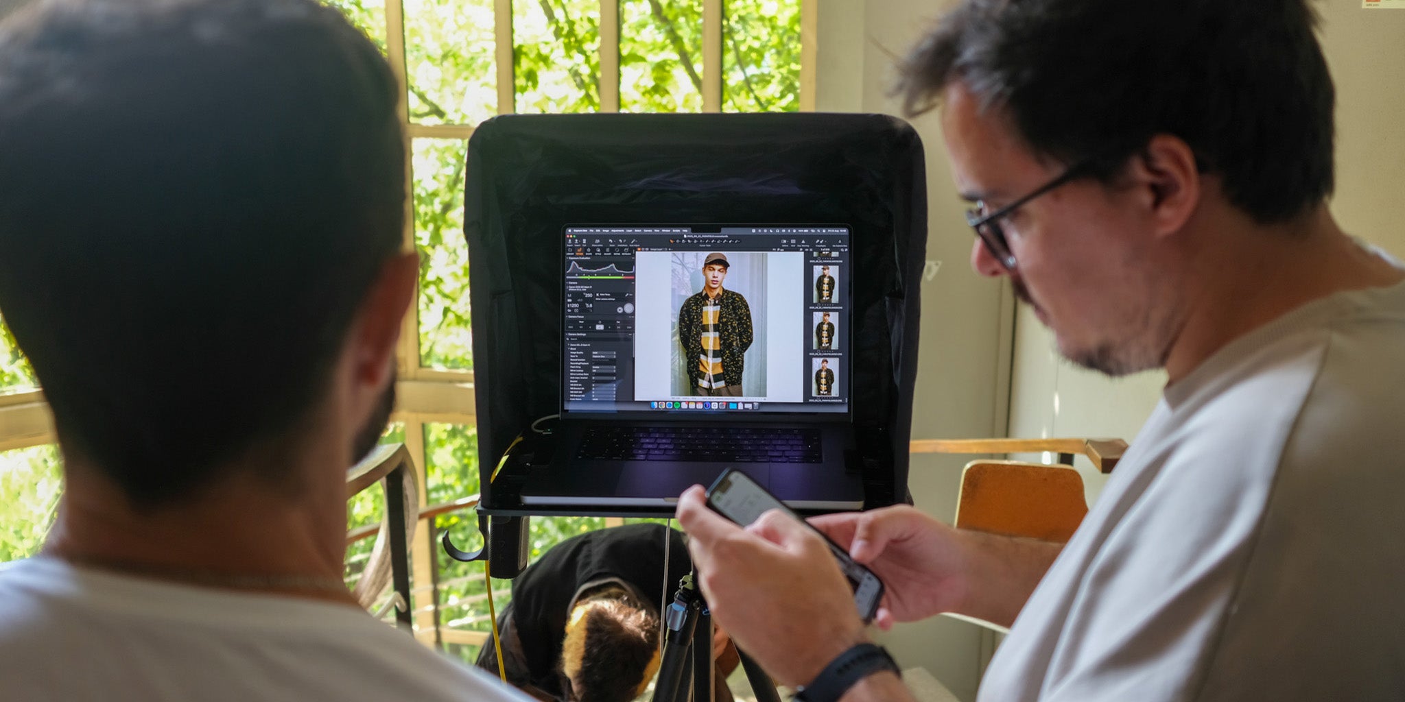 Lines of Thought BTS: preview of AW25 Check Shirt + Cardigan shot